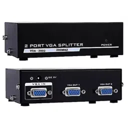 Mak World 1 Input Port 2 Output Port VGA Splitter 150 MHz Black image 3