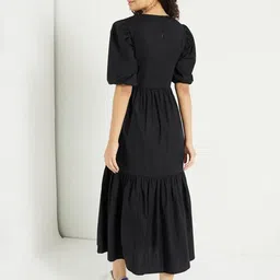 Krunal Raiyani Women Applique Crepe Fit & Flare Dress image 4