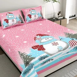 JAIPUR FABRIC Pink Cartoon Characters King Bedsheet with 2 Pillow Covers image 4