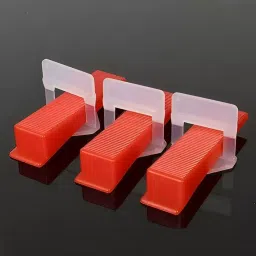FLAMINGO ENTERPRISE Tile Leveler Kit 50 Pcs Wedge & 100 Clip Spacer 3 mm Durable Plastic Red & White 20 cm Length, FM-273 image 3