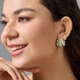 Kushal's Fashion Jewellery Gold-Plated Circular Shaped Zircon Studded Studs Earrings-picture-38