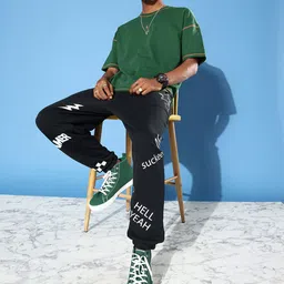 Stormborn Men Drop-Shoulder Sleeves Appliqued Oversized Pure Cotton T-shirt image 4