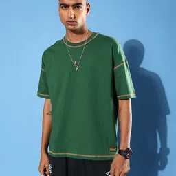 Stormborn Men Drop-Shoulder Sleeves Appliqued Oversized Pure Cotton T-shirt image 5