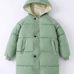 Kookie Kids Full Raglan Sleeves Hooded Padded Jacket - Light Green-image-74