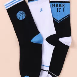 Pine Kids Cotton Knit Ankle Length Color Block Sport Theme Socks Pack Of 3 (Color May Vary)-picture-27