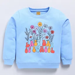 Kidcity Cotton Looper Full Sleeves Floral Printed Sweatshirt - Light Blue-image-35