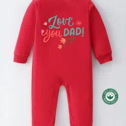 BLUSHES 100% Cotton Fathers Day Theme Full Sleeves Love You Dad Text Printed Romper - Red-picture-14