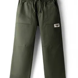 Kookie Kids India Twill Woven Full Length Cargo Pant With Text Badge - Olive Green-picture-35