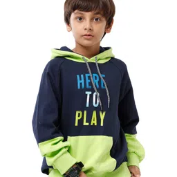 Under Fourteen Only Full Sleeves Here To Play Text Printed Light Winter Hoodie - Navy Blue-image-88