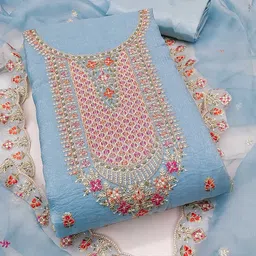 KALINI Embroidered Organza Unstitched Dress Material-image-71