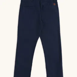 Pantaloons Junior Cotton Solid Trousers - Navy Blue image 3