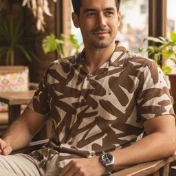 TRULOOM Abstract Printed Spread Collar Relaxed Fit Cotton Casual Shirt image 5