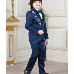 BT DEZINES Full Sleeves Beads Snowflakes Embellished 5 Piece Suit Set - Peacock Blue image 4