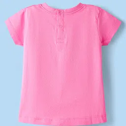 Babyhug Disney Single Jersey Knit Half Sleeves Shorts Night Suit with Minnie Mouse Graphics - Pink image 3