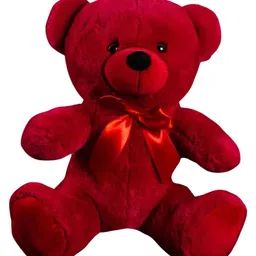 Tickles Cute Teddy Bear with Ribbon Bow Tie Soft Stuffed Plush Toy for Kids Boys & Girls Birthday Gifts (Color: Red Size: 30 cm) image 3