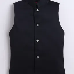 Fourfolds Woven Solid Sherwani Pant With Full Sleeves Sequins Embellished & Floral Embroidered Jacket Set - Black image 5