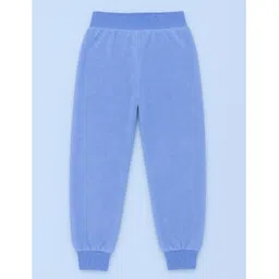The Mom Store Fleece Woven Full Sleeves Solid Winter High Neck Jacket With Sweatpants Set - Blue image 5