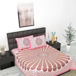 KD PRINTS White & White Ethnic Motifs 180 TC King Bedsheet with 2 Pillow Covers-picture-21