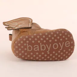 Babyoye Solid Color Booties with 3D Applique - Light Brown image 4