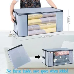 Ansarii Wardrobe Organizer Storage Bag With Zipper And Side Handles (Grey ,Pack-2) Polyester Laundry Bag image 5