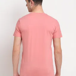 Rodamo Men Peach-Coloured Brand Logo Printed Slim Fit T-shirt image 4