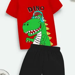 YK X Trampoline Kids Printed Round Neck T-shirt With Shorts-picture-16