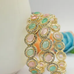 Panini jewels Set of 2 Gold-Plated Stones Studded Bangles-picture-19