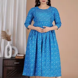 Nevisha Style Women Floral Printed Thread Work Floral Maternity Anarkali Kurta-picture-13