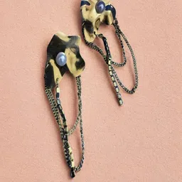 DressBerry Stainless Steel Gold-Plated Pearls Beaded Contemporary Drop Earrings-picture-15