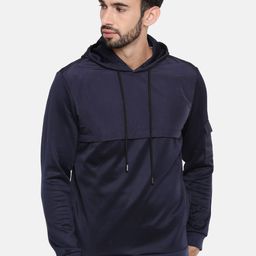 The Indian Garage Co Men Navy Blue Solid Hooded Sweatshirt-picture-16