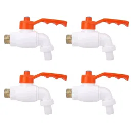 ALTURAS Plastic Heavy Duty White Turkey Nozzle Bib Cock Tap for Bathroom (Set of 4)-picture-13