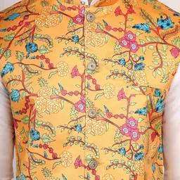 Sadree Mandarin Collar Long Sleeves Straight Kurta with Churidar & Nehru jacket image 2