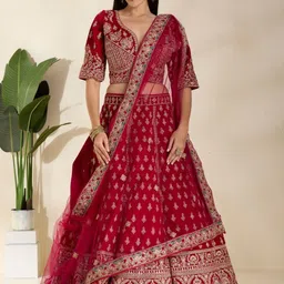 DESIGN ELEMENTS Embroidered Semi-Stitched Lehenga & Blouse With Dupatta image 4