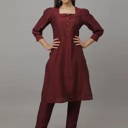 OZURY Women Solid Kurta with Trousers-picture-17
