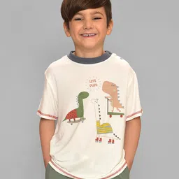 Mi Arcus  Half Sleeves Animals Printed Tee - White-image-58