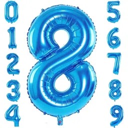 FI - FLICK IN 1 Pc Big Size Number 8 Foil Balloon 32 Inch Large Blue Number Foil Balloon 0 to 9 Number Balloons for Decoration 8th Birthday Anniversary Decoration Items (Pack of 1, Blue)-image-12