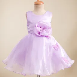 Bluebell Woven Sleeveless Party Dress with Floral Applique & Butterfly Patch Detailing - Lavender-image-5