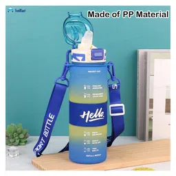 FunBlast Sports Water Bottle with Handle, Adjustable Strap & Time Marker Blue - 1000 ml image 2