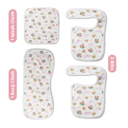 haus & kinder Kids Pack Of 4 Printed Pure Cotton Bib Wash & Burp Cloth-picture-26