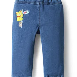 Mark & Mia Cotton Lycra Knit Full Length Denim Jeans With Pocket & Animal Patch Embroidery Detailing - Blue image 3