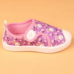 Cute Walk by Babyhug Velcro Closure Casual Shoes with Bunny & Floral Print - Purple image 3