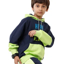 Under Fourteen Only Full Sleeves Here To Play Text Printed Light Winter Hoodie - Navy Blue image 3