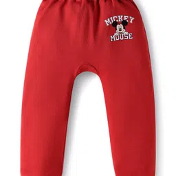 Babyhug Disney Interlock Knit Diaper Leggings with The Mickey Mouse Graphics Pack of 3- Yellow Red & Blue image 3