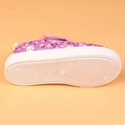 Cute Walk by Babyhug Velcro Closure Casual Shoes with Bunny & Floral Print - Purple image 4
