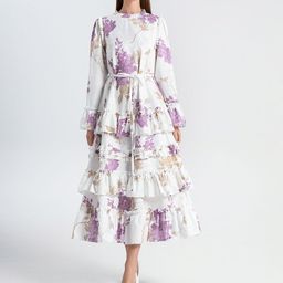 JC Collection Women Floral Print Bell Sleeve Fit & Flare Midi Dress-picture-32