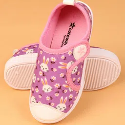 Cute Walk by Babyhug Velcro Closure Casual Shoes with Bunny & Floral Print - Purple image 5