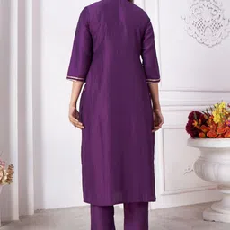 Moda Rapido Women Embroidered Round Neck Sequinned Kurta with Trousers & Dupatta image 2