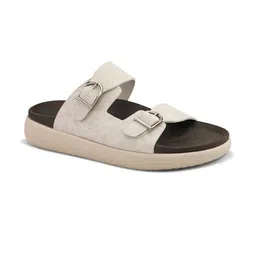 Roadster Men Beige PU Slip-On Comfort Sandals image 2