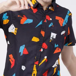 LOCOMOTIVE Men Navy Blue Slim Fit Printed Cotton Casual Shirt image 2