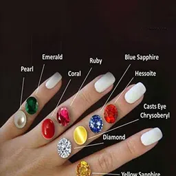 VISHVMA Gold-Plated 6.00 Ratti Sapphire Puhkraj Gemstone Studded Finger Ring image 3